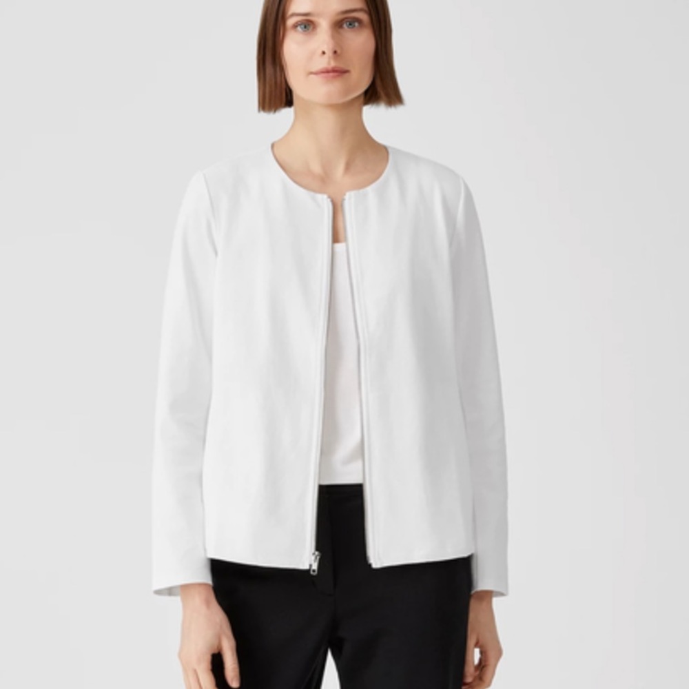 Eileen Fisher Organic Cotton Ponte Zip-Front Jacket 
Size XS